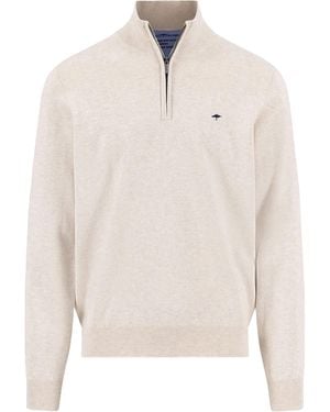 Fynch-Hatton Troyer Half Zip Knitwear New Off - White
