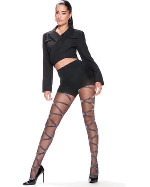Hunkemöller 15 Denier Tights Criss Cross Lurex - Black