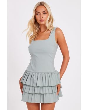 Quiz Sage Tiered Mini Dress - White