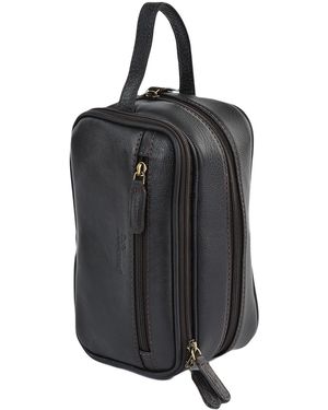 Ashwood Leather 'Viaggio' Real Toiletry Washbag - Black