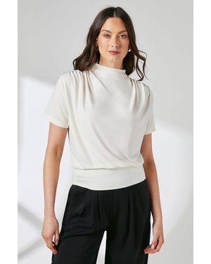 PRINCIPLES Ivory Drape Detail High Neck Jersey Top - White