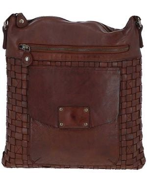 Ashwood Leather 'Estasi' Woven Classic Large Vintage Crossbody Bag - Brown