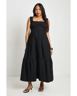 Boohoo Maternity Bengaline Milkmaid Midi Dress - Black