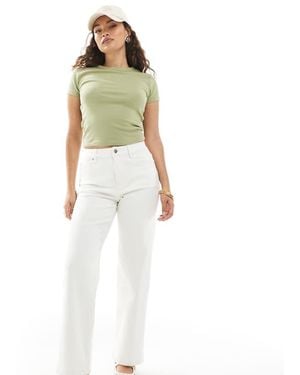 Miss Selfridge Heart Pocket Straight Leg Jean - White