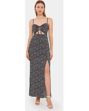 Hiccup Floral Maxi Dress With Bust Cut-Out - Black