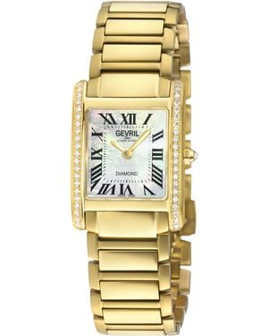 Gevril Regina Swiss Diamond Watch, Mop Dial, 316L Ipyg 2 Sides Case, Stainless Steel Bracelet - Metallic