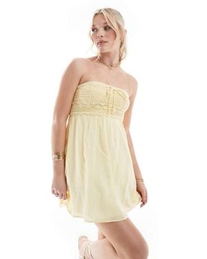 Hollister Crochet Bandeau Mini Dress - Natural