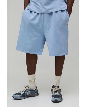 BoohooMAN Tall Essential Washed Oversized Drop Crotch Short - Blue