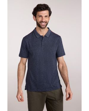 Mountain Warehouse 'Cordyline' Textured Polo Sun Protection Button Neck Summer Tee Cotton - Blue