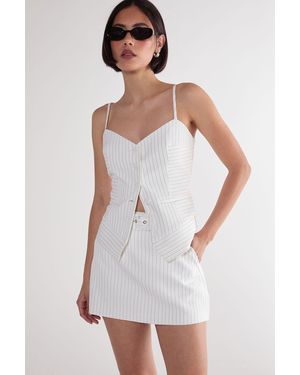 Nasty Gal (Az) Pinstripe Belted Tailored Skort - White