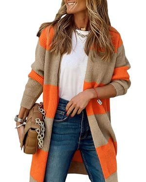 Everyday the Label Colourblock Ribbed Knit Cardigan - Red