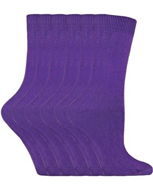 Sock Snob Set Van 6 Effen, Casual Katoenen Sokken - Paars