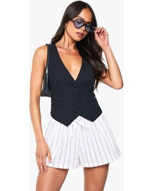 Boohoo Woven Flippy Stripe Short - White