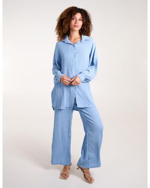 Blue Vanilla Waffle Shirt & Trousers Set - Blue