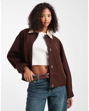 ASOS Bomber Barn Jacket With Stone Collar - Brown