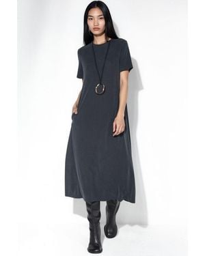 Busem Rechtdoor Midi Jersey T-Shirt Jurk - Blauw
