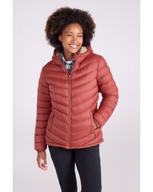 Mountain Warehouse 'Seasons' Padded Jacket Fur Lined Water Resistant Coat Polyamide - Red