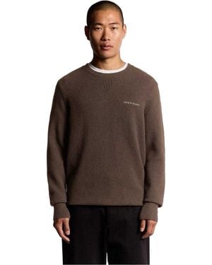Lyle & Scott Gebreid Sweatshirt Met Ronde Hals (Sepia) - Bruin