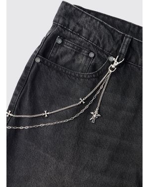 BoohooMAN Skull And Cross Jean Chain Iron - Black