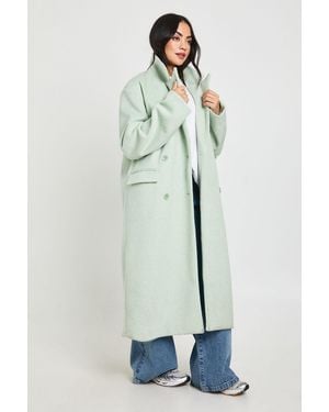 Boohoo Maxi Wool Look Coat - Green