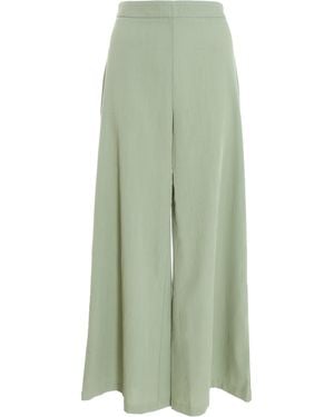 Quiz Khaki Linen Wide Leg Trousers - Green