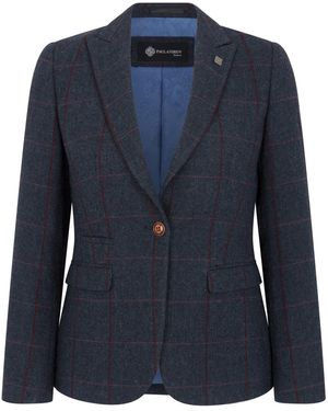 Paul Andrew Tweed Tailored Fit Formal Blazer - Blue