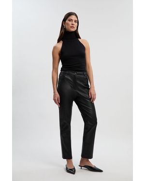 Karen Millen Stretch Leather Jean - Black
