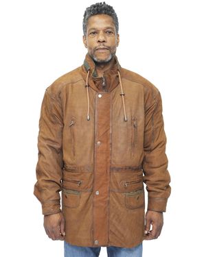Infinity Leather Nubuck Parka Coat-Winnipeg - Brown