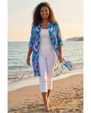 Roman Curve Water Colour Blouse - Blue