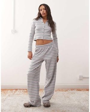 Reclaimed Vintage Brushed Stripe Pull On Trouser Co-Ord - Grey