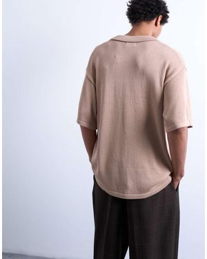 TOPMAN Relaxed Button Through Shirt - Brown