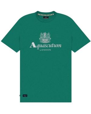 Aquascutum Active Beach Basic Big Logo T-Shirt Cotton - Green