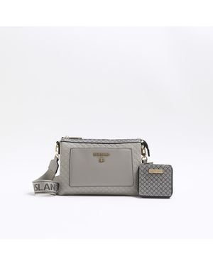 River Island Grey Embossed Ri Cross Body Bag