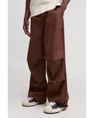 BoohooMAN Tall Elasticated Waist Baggy Trousers - Brown