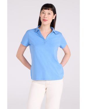 Mountain Warehouse Uv Polo T-Shirt V Neck Summer Ladies Active Casual Tee Cotton - Blue