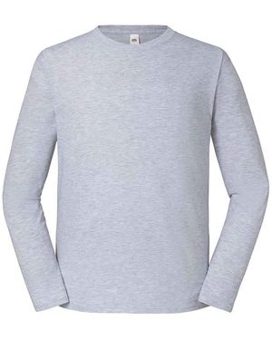 Fruit Of The Loom Adult Iconic 195 Premium Long-Sleeved T-Shirt (Heather) - Blue