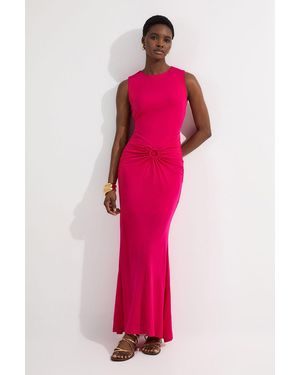 Karen Millen Premium Stretch Crepe Jersey Maxi Dress - Pink