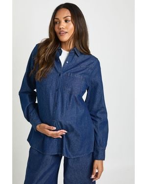 Boohoo Maternity Denim Western Shirt - Blue