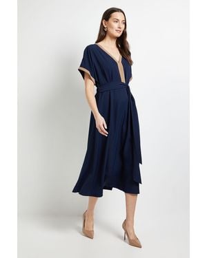PRINCIPLES Tipped Notch Neck Kimono Sleeve Dress - Blue