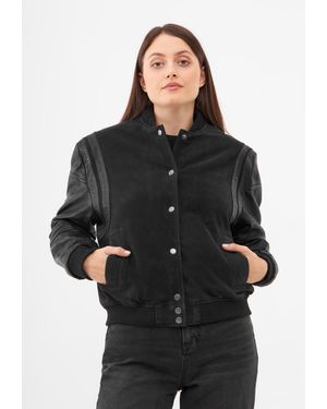 Bolongaro Trevor Real Suede And Leather Panelled Bomber - Black
