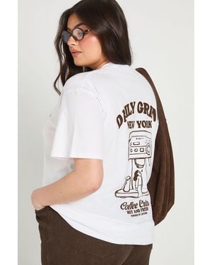 Boohoo Plus Daily Grind New York Graphic T-Shirt - White