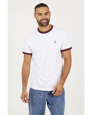 Brave Soul Contrast Tipping Detail T-Shirt - White