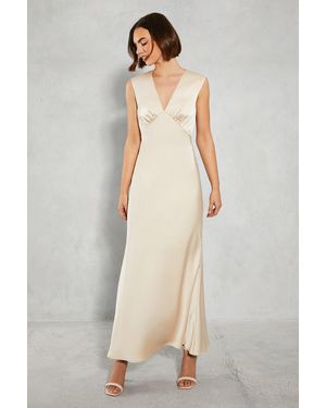 Oasis Satin Open Back Detail Maxi Bridesmaids Dress - White