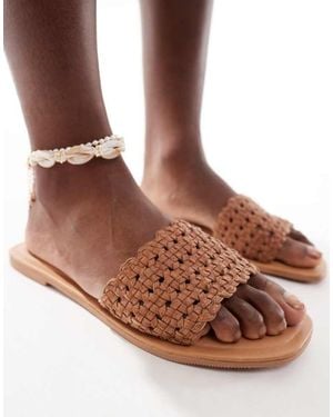 Accessorize Woven Slide - Brown