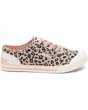 Rocket Dog Jazzin Leon Leopard Casual Trainers Light Cotton - White