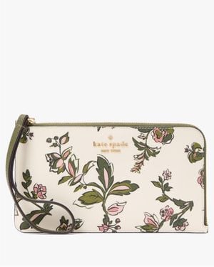 Kate Spade Lucy Forest Blooms Printed Medium L-Zip Wristlet - Natural