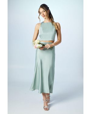 Oasis Satin Bridesmaids Co-Ord Skirt - Blue