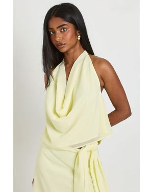 Boohoo Chiffon Double Layer Halterneck Top - Yellow