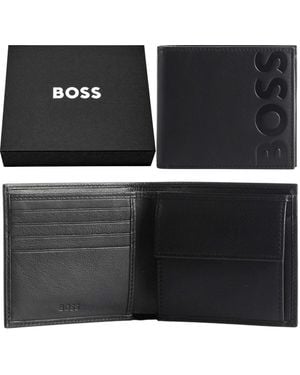 BOSS Leather Wallet Big Bb_4Cc Bifold Credit Card Holder - Black
