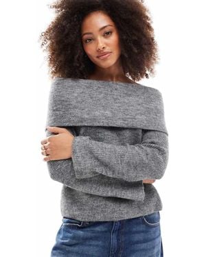 Vero Moda Slouchy Off Shoulder Jumper - Grey